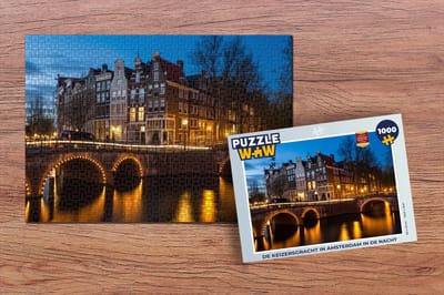 Puzzel De Keizersgracht in Amsterdam in de nacht - Legpuzzel - Puzzel 1000 stukjes volwassenen
