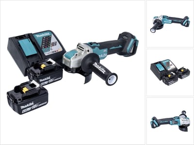 Makita DGA 521 RGX1 accu haakse slijper 18 V 125 mm X-LOCK Brushless + 2x accu 6,0 Ah + oplader