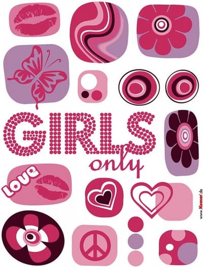 Muursticker - Girls - Roze - Meidenslaapkamer - Zelfklevend - Muurdecoratie - Stickers - 50 x 70 cm - Komar