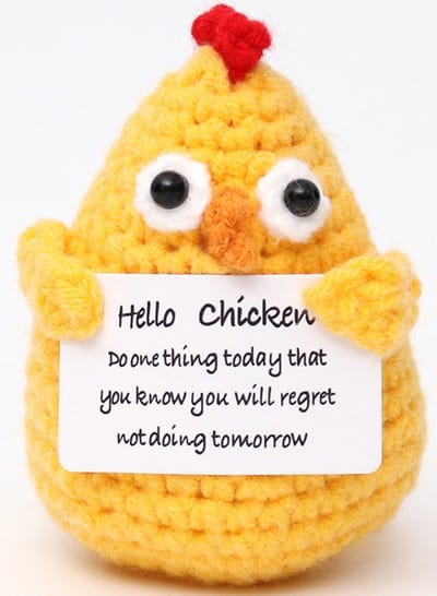 Positive Chicken - Gehaakte kip - Cadeau artikel - 8.5cm