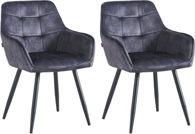 Colenis® - Oriana Eetkamerstoel - Set Van 2 - Antraciet - Adoré Velvet - Design