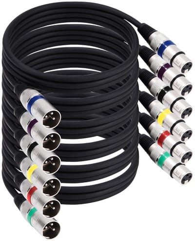 XLR Kabel Set - Audio Kabel - Muziek Signaal - Meerlaagse Afscherming - 6 Stuks 1.5m - Gekleurd