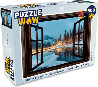 Puzzel Doorkijk - Winter - Landschap - Natuur - Huis - Bergen - Legpuzzel - Puzzel 500 stukjes