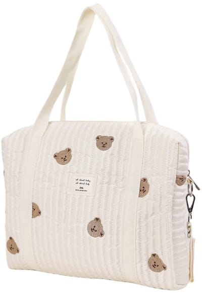 Dailygoods- Luiertas Elegante Draagbare Luiertas - Schouderriem - Polyester/Katoen - Capaciteit 36 cl - Beige - Geborduurd - Diaper Bag