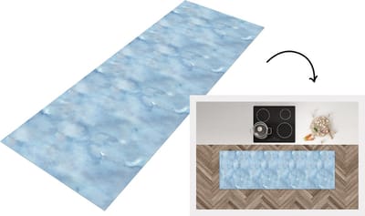 Keukenloper - Loper keuken - Patroon - Waterverf - Blauw - 150x50 cm - Keukenloper vinyl