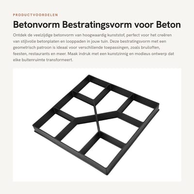 Dailygoods- Betonvorm Hoogwaardig Kunststof - Bestratingsvorm - Gietvorm - Betonplaat - Looppad - Geometrisch Patroon - 40 x 40 x 4 cm