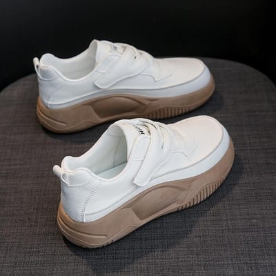 Kleine Witte Schoenen Dames Lente Nieuwe Koreaanse Versie Vrouwelijke Studenten Dikke Zool Klittenband Board Schoenen Casual Dames Schoenen 40