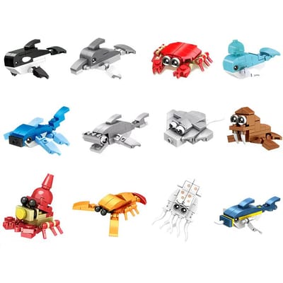 Nieuw Moc Marine Insect Vogel Bouwsteen Vis Hert Draak Dier Set Model Kleine Deeltjes Puzzel Monteren Kind Speelgoed Stenen Cadeau