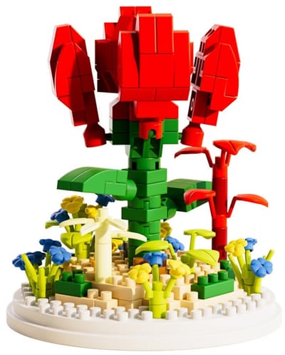 Mini Building Blocks Flower Roos – Rode Bloem roos bouwstenen