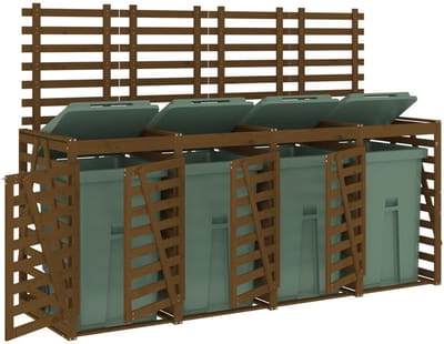 Kliko ombouw - UV-bestendig - Container - Berging - 4 Afvalbakken - Kunststof - Weerbestendig -.Honingbruin