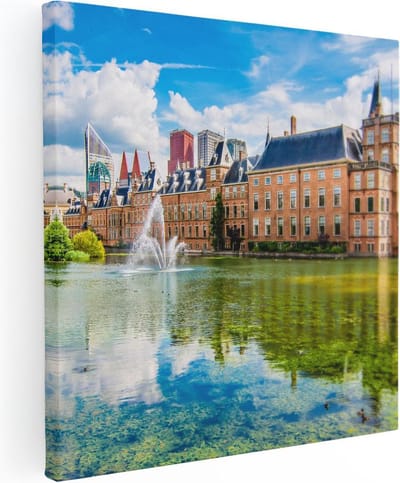 Artaza Canvas Schilderij Binnenhof - 30x30 cm - Klein - Wanddecoratie Stad - Muurdecoratie Skyline - Kamer Accessoires