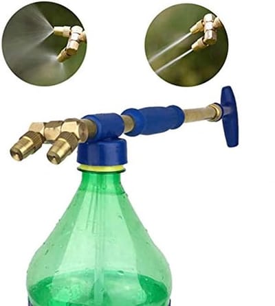 Sproeiaccessoires ‑ Miniatuur sproeitoestel ‑ Handmatig verstelbaar ‑ Dubbele messing sproeikop ‑ 38 cm ‑ Sproeitype ‑ Dubbele sproeikop ‑ Sproeiaccessoires ‑ Geschikt voor het besproeien van planten in de tuin ‑ Blauw