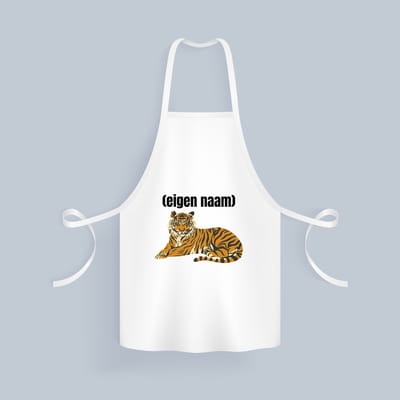 Akyol - tijger met eigen naam Keukenschort - Tijger - dieren liefhebber - iemand die houdt van tijgers - verjaardag - cadeau - kado - geschenk - 82 bij 71 cm