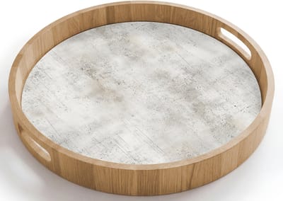 Dienblad rond 40x40 cm - Schootdienblad hout - Grijs - Beton - Verweerd - Borrelplank rechthoek - Plateau houten dienbladen