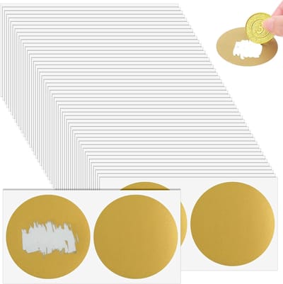 Ronde Krassstickers 5 cm - 100 Stuks Gouden Kraskaarten voor Verjaardagen, Adventskalenders en Cadeaus