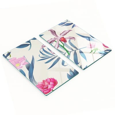 Decoratieve glazen snij- en serveerplanken met orchideeënmotief, 2x30x52 cm