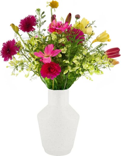 Dijk Natural Collections Bloemenvaas Splash - wit/goud - keramiek - D18 x H28 cm