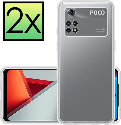 Hoesje - 2 Stuks - Geschikt voor Xiaomi Poco X4 Pro 5G - Sterk & Shockproof - Case Siliconen - Back Cover - Telefoon Hoes - Transparant