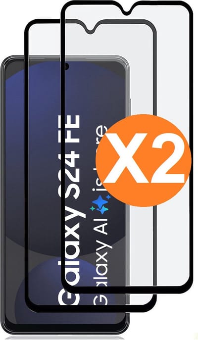 Full Cover Screenprotector Geschikt voor Samsung Galaxy S24 FE Zwart 2pack - Volledige Beschermglas Tempered Glass