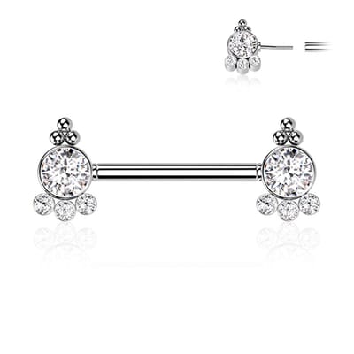 Piercing PVD sierlijk 4ball en cluster beide zijdes 1.6x14 - zilver - LMPiercings