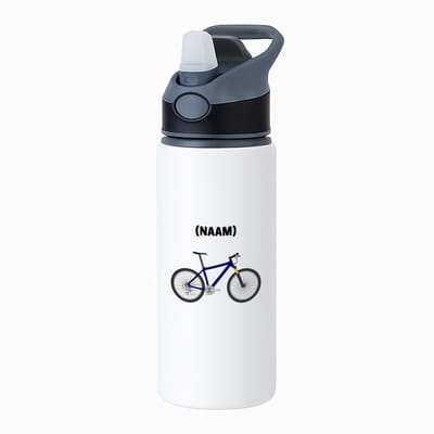Hacebo® - Mountainbike met eigen naam waterfles met rietje zwart - Sport - Mountainbiker - Sport - water fles - 650ML
