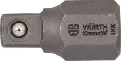 Wurth - Adapters 10 mm x 1/4 inch - Adapters 10 mm x 1/4 inch x 10 st Soort aandrijving Buitenzeskant Aansluiting (S1) 1/4 inch