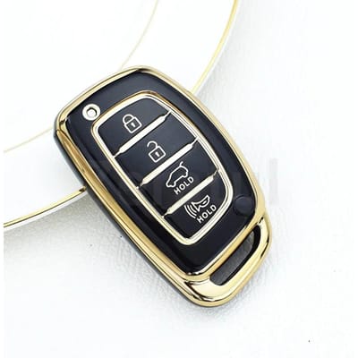 Coque de clé de voiture 4 boutons en TPU Coque de clé de voiture pour Hyundai Tucson Santa Fe Rena Sonata Elantra Creta Ix35 Ix45 I10 I30 I40 gray
