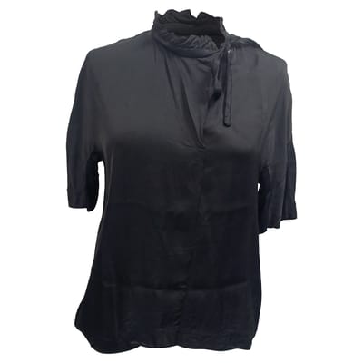 Sandro Ruffled Neck Blauw in Zwart Viscose