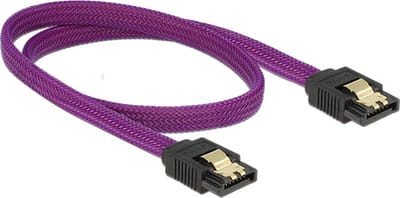 Premium SATA datakabel - nylon - SATA600 - 6 Gbit/s / paars - 0,50 meter