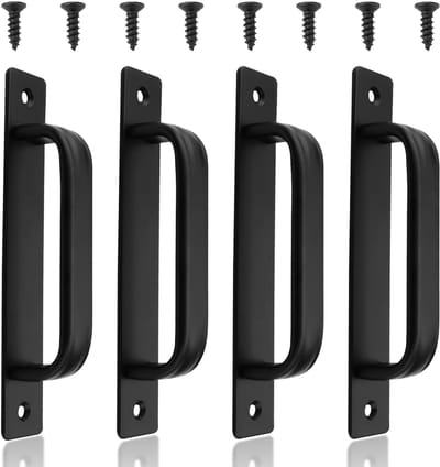 4 stuks 5,8 inch aluminium schuifdeurgrepen, zwarte deurgreep, moderne poort trekt doorspoelhardware voor keuken badkamer kast eenvoudige installatie (4 zwart 5,9 inch)