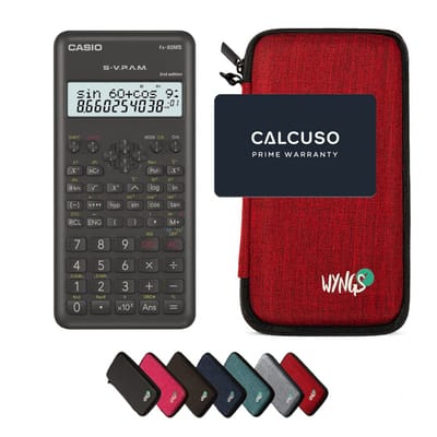 Casio fx-82MS 2nd edition incl. WYNGS Beschermhoes Rood - Wetenschappelijke Rekenmachine - Basis Pakket