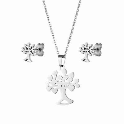 WeLoveSilver - chirurgisch stalen sieradenset - Tree of Life - zilverkleurig