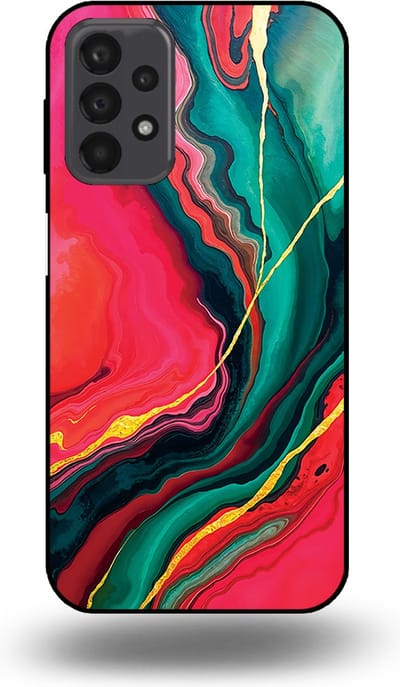 Smartphonica Telefoonhoesje Geschikt voor Samsung Galaxy A23 5G met Rood Groen Marmer Opdruk - TPU Backcover Case Red Green Marble Design geschikt voor Samsung Galaxy A23 5G