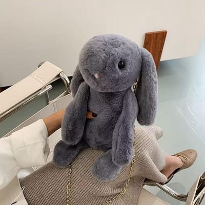 Sac à dos Peluche Lapin Mignon Sac bandoulière Chaîne Sacs Messager Épaule Unique Mode Fille Doux Sac à dos de Voyage gray