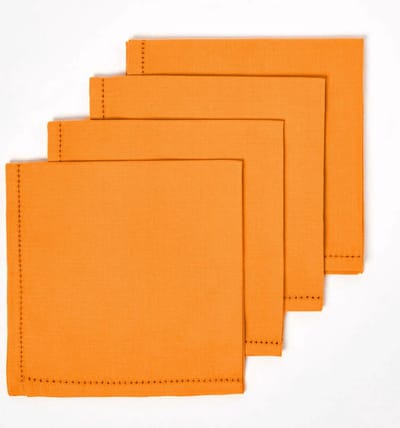 Homescapes katoenen servetten, set van 4, oranje