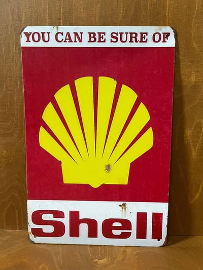 Shell Reclamebord - Muurplaat - Vintage - Retro - Horeca - Bord-Wanddecoratie -Tekstbord - Decoratiebord - Reclameplaat - Wandplaat - Nostalgie -Cafe - Bar -Mancave - Kroeg - Man Cave 20 x 30 cm