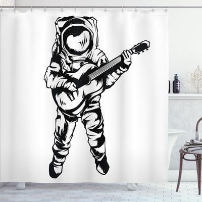 New Bed, Astronaut Jammende Ruimteman, Douchegordijn Badkamer Decor Set met Haakjes, 180 cm B 200 cm L