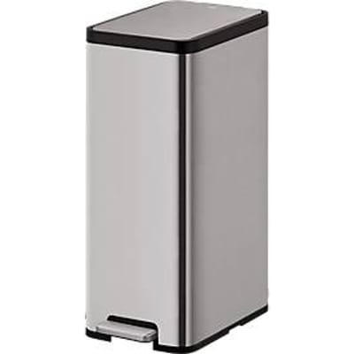 EKO pedaalemmer Ecomaid, 45 liter, vingerafdrukbestendig, kunststof binnenemmer, B 286 x D 428 x H 753 mm, roestvrij staal mat grijs