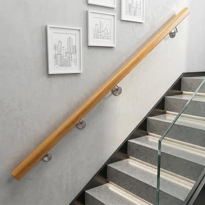 Leuninghouders roestvrij staal, 60 x 80 mm, voor trapleuningen binnen, wandbevestiging voor vierkante en rechthoekige leuningen, incl. montagemateriaal