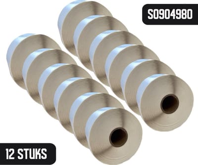 DULA Dymo Compatible labels - Wit - S0904980 - Grote verzendetiketten - 12 rollen - 104 x 159 mm - 220 labels per rol