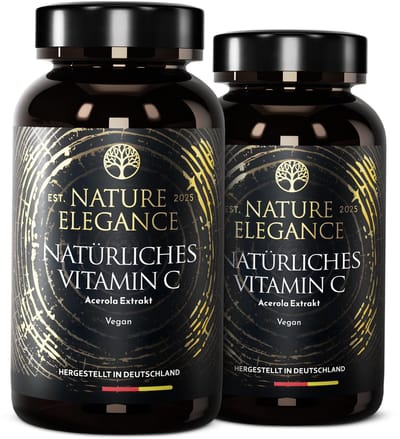 Nature Elegance Zuivere Vitamine C uit Acerola – Vegan, 360 Capsules, Duitsland