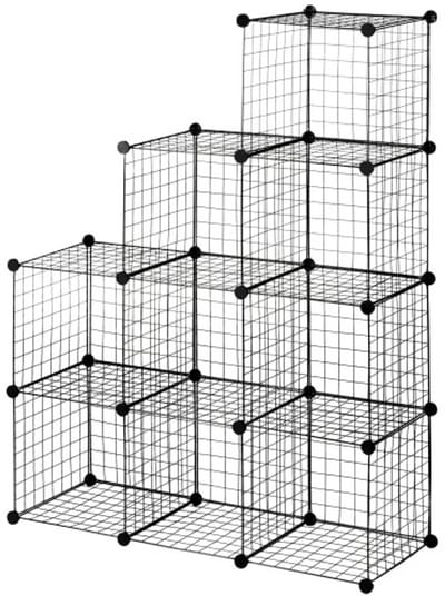 DIY Opbergrek Stalen Rek Schoenenrek Ruimtebesparend Geschikt voor Woonkamer, Slaapkamer 35x35x35 cm (Enkele Eenheid) 109 x 37 x 109 cm (Totale Afmetingen) Zwart Metaal