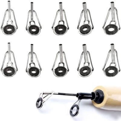 Dailygoods- Hengelpunt Reparatieset 10 Stuks - Vervangende Visgeleidingsringen - Keramiek/Roestvrij Staal - Diameter 1,6/1,8/2,0/2,2/2,4 mm - Lichtgewicht/Antiverdraaing - Geschikt voor Zoet/Zout Water - Hengelringen