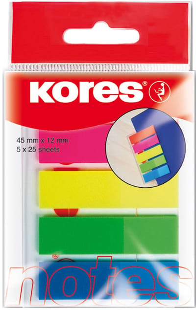 Kores Pagemarker - Markeertabs, 12 x 45 mm, neonkleuren