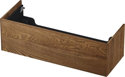 INK wastafelonderkast 1 lade greeploos push to open echt hout 120x45x38cm, massief eiken chocolate