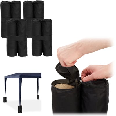 partytent gewichten - 4 stuks - verzwaring - vullen met zand of stenen - 10 kg per voet - zwart