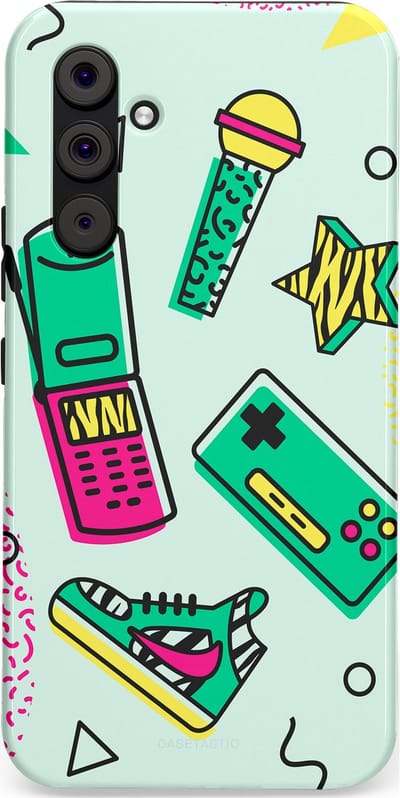 Casetastic Hoesje Geschikt voor Samsung A54 (5G) - Stijlvolle Beschermende Duo-layer Case - Retro 80s sneaker
