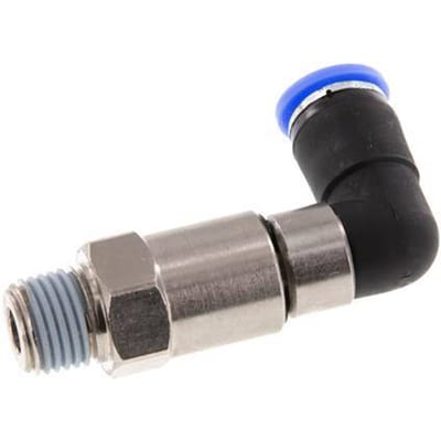 8mm & R1/4'' L-stuk Hoge Snelheid Draaidoorvoer Insteek Buitendraad Vernikkeld Messing/PBT NBR