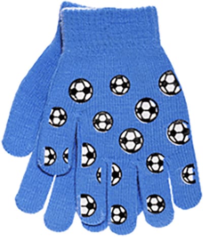 Blauwe kinder handschoenen voor kinderen jongens boys met voetbal soccer sport print winter kids