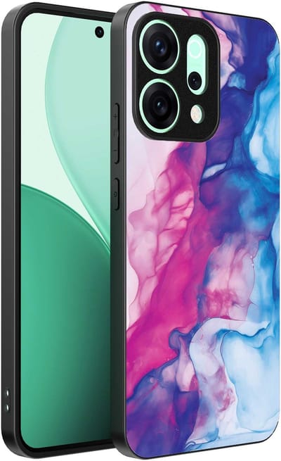 Geschikt voor Oppo Reno 14 Telefoonhoesje met Roze Blauw Marmer Opdruk - TPU Backcover Case Rose Blue Marble Design - Smartphonica geschikt voor Oppo Reno 14